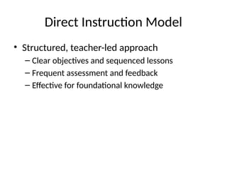Comprehensive Models of Teaching and Learning: Strategies for Knowledge ...