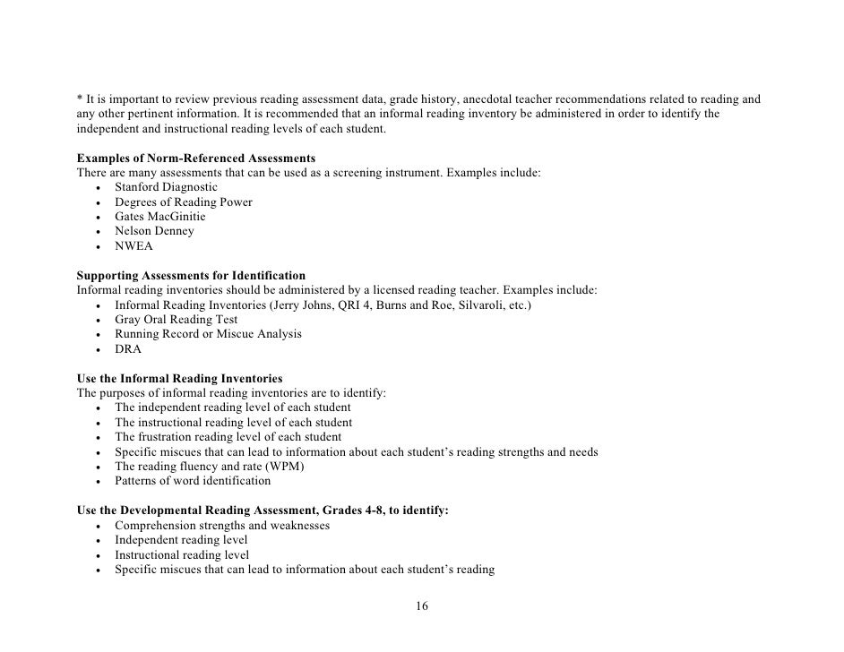 Model Secondary Plan For Reading Intervention And Development