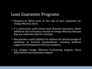 Models for energy efficiency project financing