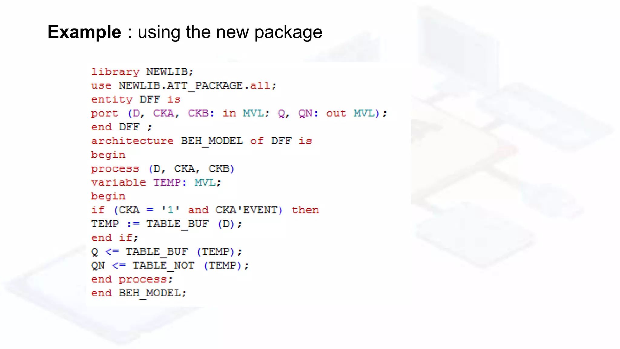 Example : using the new package
 
