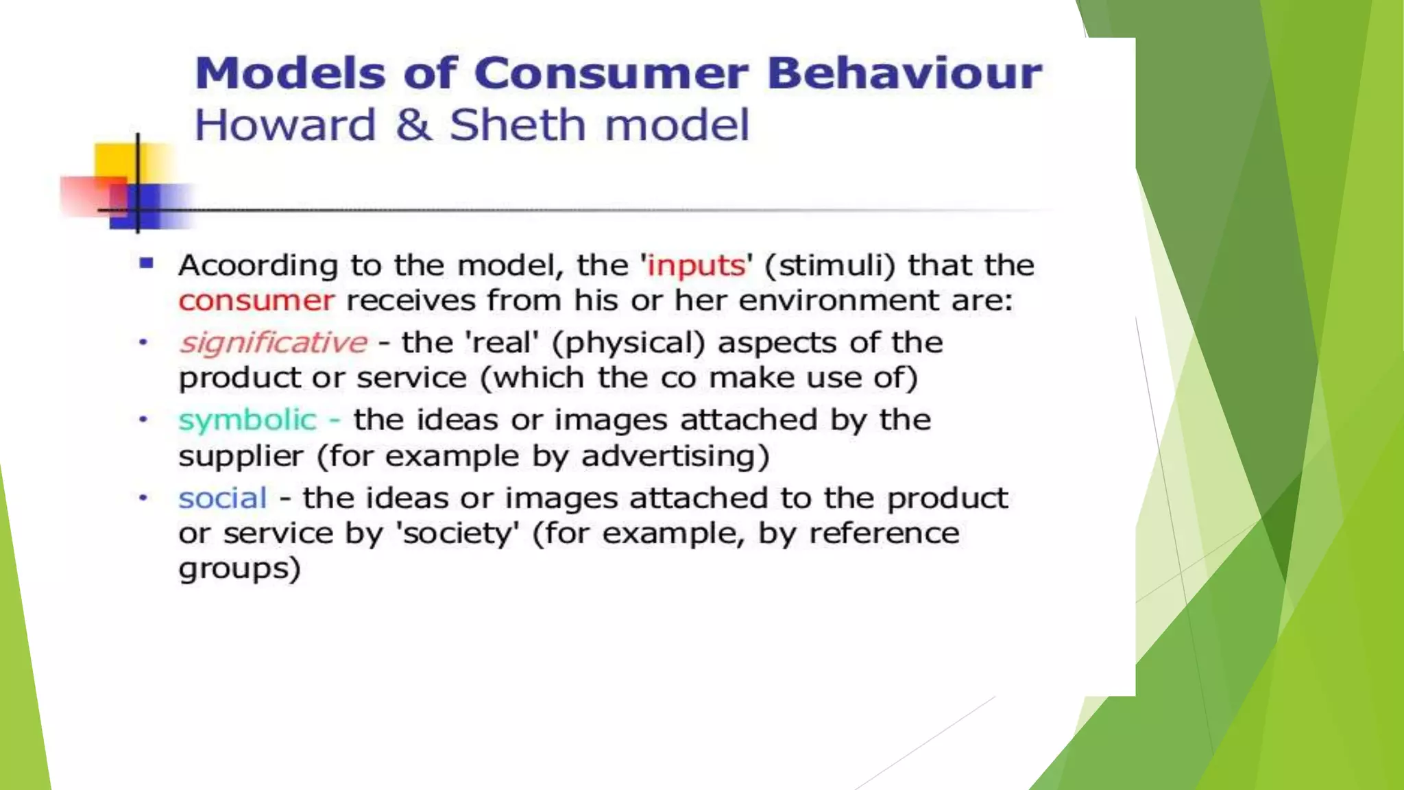 Models of CONSUMER BEHAVIOUR