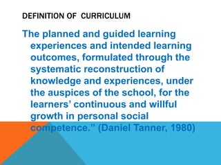 •The subject-centered curriculum can be focused
on
– traditional areas in the traditional disciplines
– interdisciplinary ...