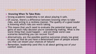 Taking Educated Risks Models of Educational leadership | PPTX