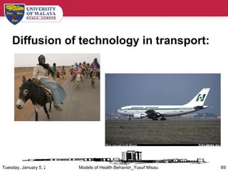 Diffusion of technology in transport: Tuesday, January 5, 2010 Models of Health Behavior_Yusuf Misau 