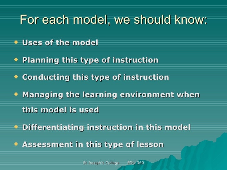 Models Of Instruction