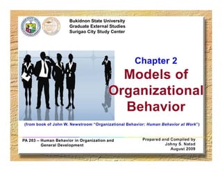 Bukidnon State University
                      Graduate External Studies
                      Surigao City Study Center




PA 203 – Human Behavior in Organization and
         General Development
 