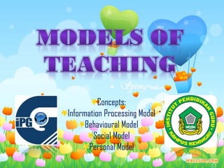 Concepts:
Information Processing Model
Behavioural Model
Social Model
Personal Model

 