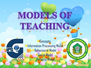 Concepts:
Information Processing Model
      Behavioural Model
        Social Model
       Personal Model
 