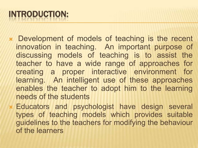 Models of teaching ppt | PPT