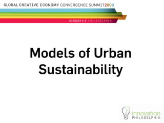 Models of Urban
 Sustainability
 