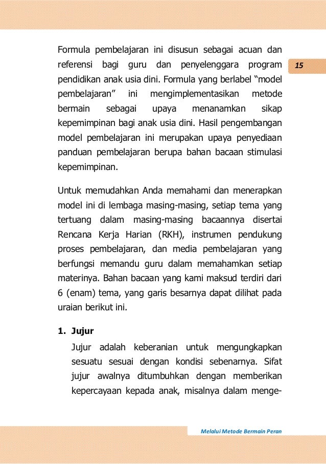 Contoh Rancangan Stimulasi Perkembangan Anak Paud - Bagikan Contoh