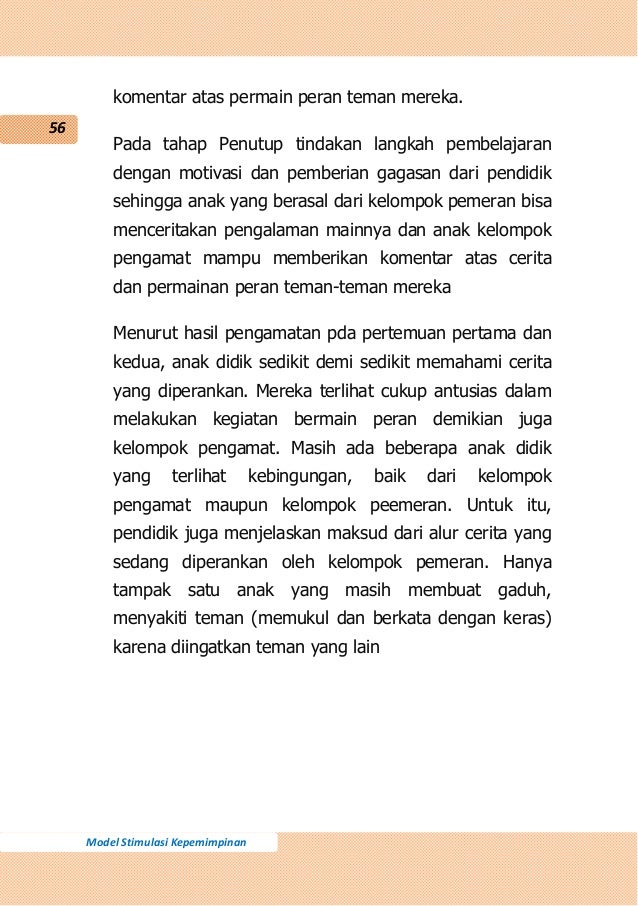 Model stimulasi kepemimpinan melalui bermain peran