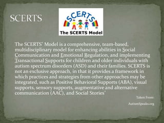 Occupational Therapy can benefit a person with autism by
attempting to improve the quality of life for the individual.
The...