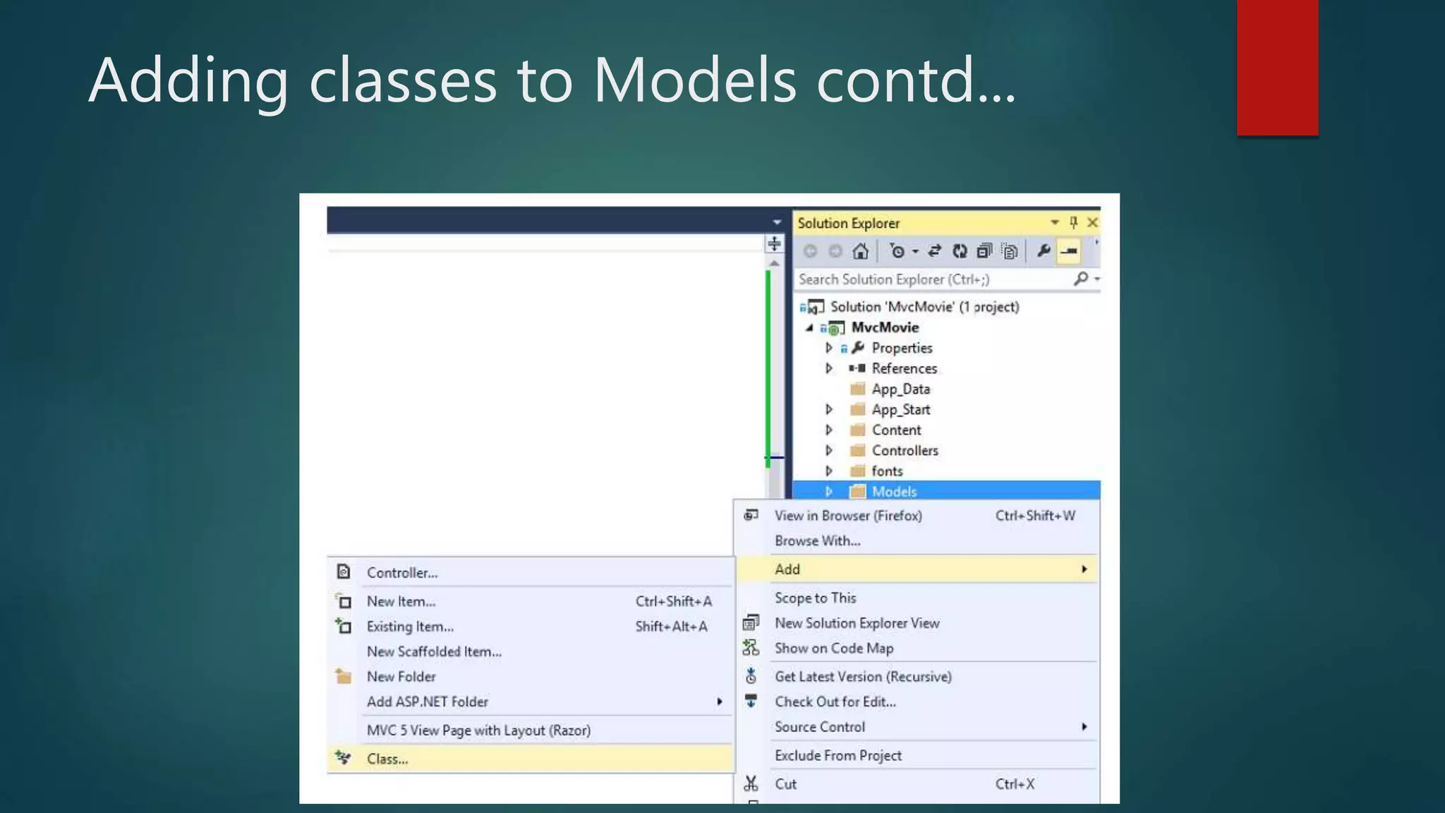 Adding classes to Models contd...
 