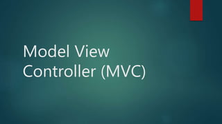 Model View
Controller (MVC)
 