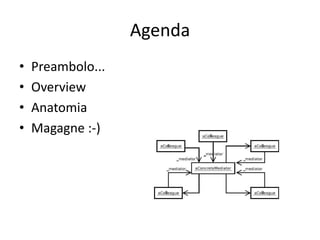 Agenda
•   Preambolo...
•   Overview
•   Anatomia
•   Magagne :-)
 