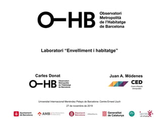 Laboratori “Envelliment i habitatge”
Universitat Internacional Menéndez Pelayo de Barcelona- Centre Ernest Lluch
27 de novembre de 2019
Juan A. MódenesCarles Donat
 
