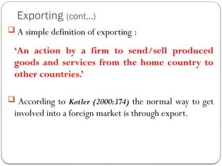 Comprehensive Guide to Modes of Entry in International Markets | PPTX