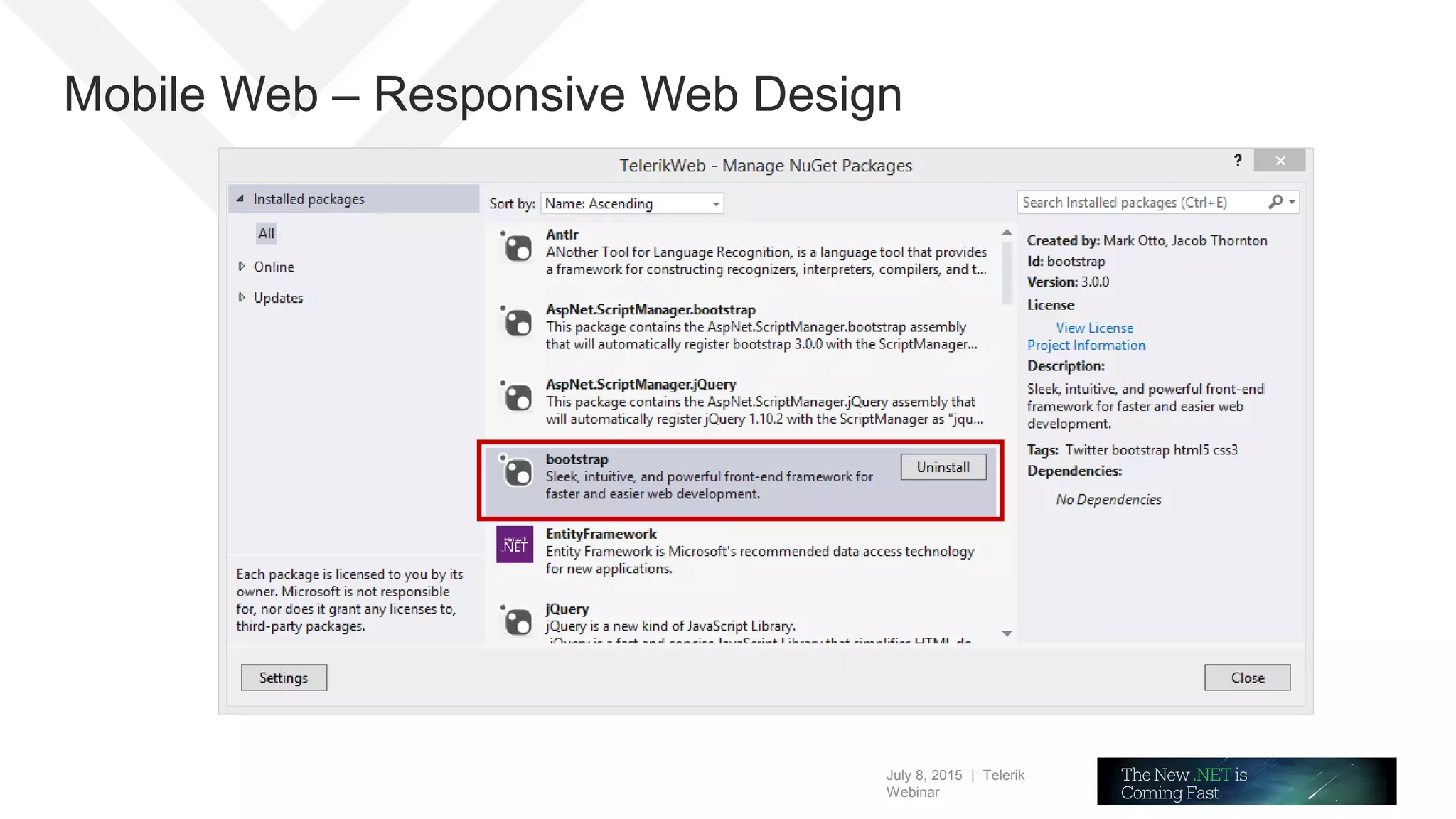 July 8, 2015 | Telerik
Webinar
Mobile Web – Responsive Web Design
 