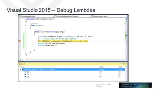 July 8, 2015 | Telerik
Webinar
Visual Studio 2015 – Debug Lambdas
 