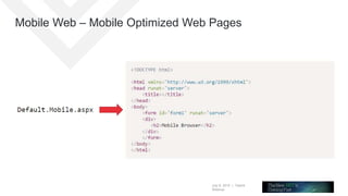 July 8, 2015 | Telerik
Webinar
Mobile Web – Mobile Optimized Web Pages
 