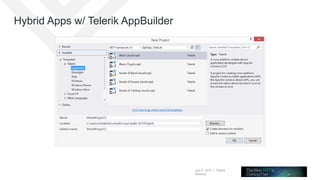 July 8, 2015 | Telerik
Webinar
Hybrid Apps w/ Telerik AppBuilder
 