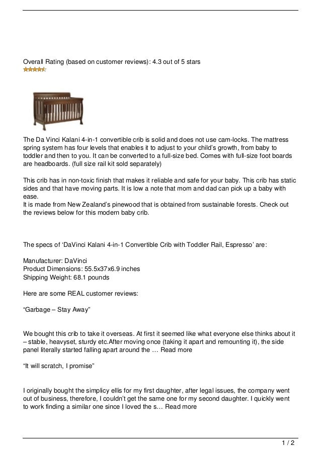 Modern Baby Cribs Review 8211 Davinci Kalani 4 In 1 Convertible C