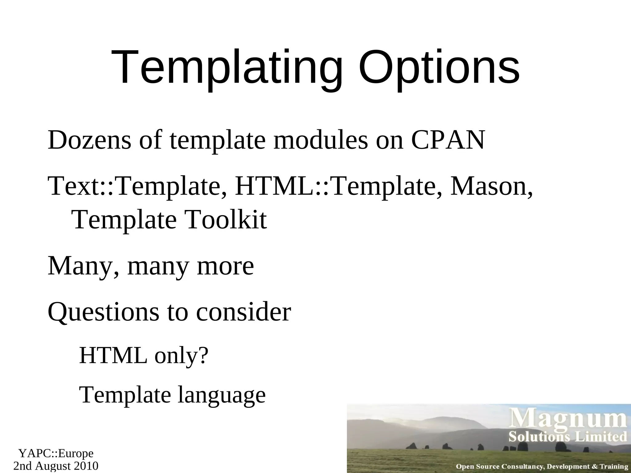 What We Will Cover Template Toolkit 