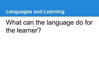 Learning and Modern Programming Languages | PPTX