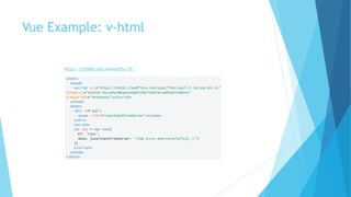 Vue Example: v-html
https://jsfiddle.net/4nxwyd3y/15/
 