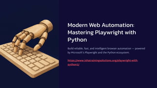 Playwright Automation with Python – UI, API & CI/CD Framework | PDF