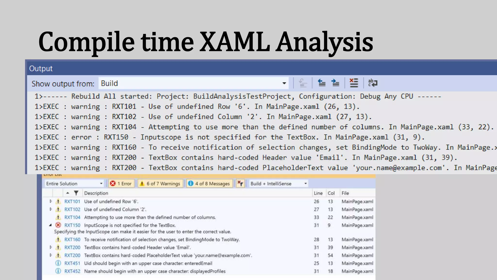 Compile time XAML Analysis
 