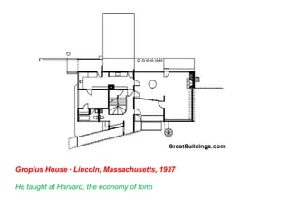 Gropius House · Lincoln, Massachusetts, 1937
He taught at Harvard, the economy of form
 