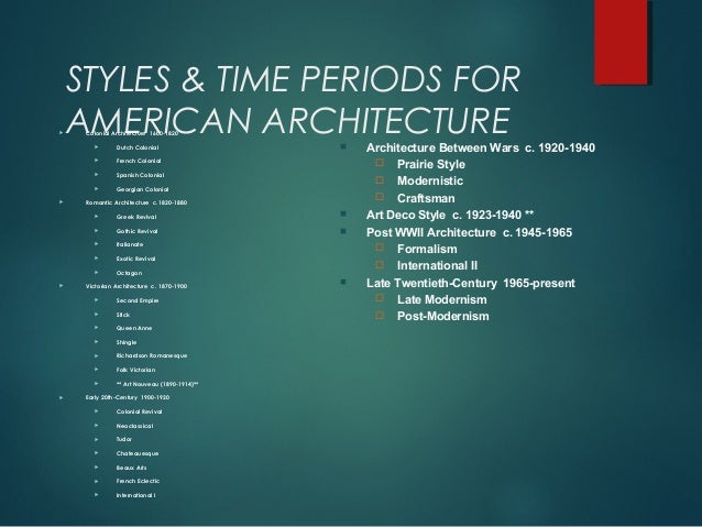 american architecture styles