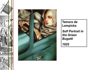 Tamara de
Lempicka
Self Portrait in
the Green
Bugatti
1925
 