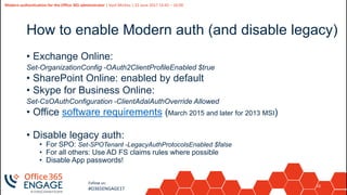 O365Engage17 - Modern authentication for the office 365 administrator | PDF