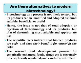 Biotechnology Risks Modern biotechnology and biosafety issues | PDF