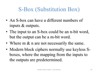 Boxes Cipher Modern block cipher | PPTX