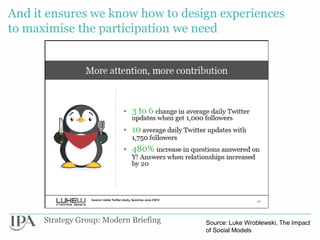 And it ensures we know how to design experiences
to maximise the participation we need




      Strategy Group: Modern Br...