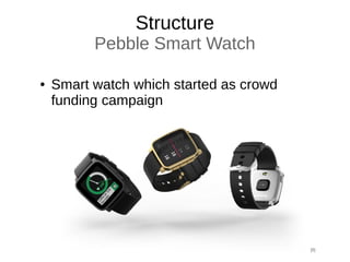 Structure
Pebble Smart Watch
● Smart watch which started as crowd
funding campaign
[8]
 