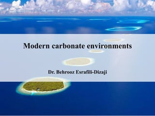 Modern carbonate environments
Dr. Behrooz Esrafili-Dizaji
 