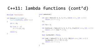C++11: lambda functions (cont’d) 
 
