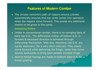 Yarn Manufacturing Process : Comber Part II [Modern combers] | PDF