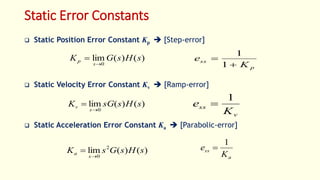 Zero Static Error Control System Modern Control - Lec 03 - Feedback Control Systems Performance and ...