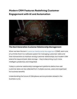 Modern CRM Features Redefining Customer Engagement with AI and ...
