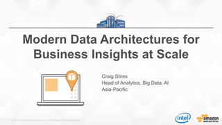 © 2017, Amazon Web Services, Inc. or its Affiliates. All rights reserved.
Craig Stires
Head of Analytics, Big Data, AI
Asia-Pacific
Modern Data Architectures for
Business Insights at Scale
 