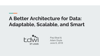 A Better Architecture for Data:
Adaptable, Scalable, and Smart
Paul Boal &
Adam Doyle
June 8, 2018ST LOUIS
 
