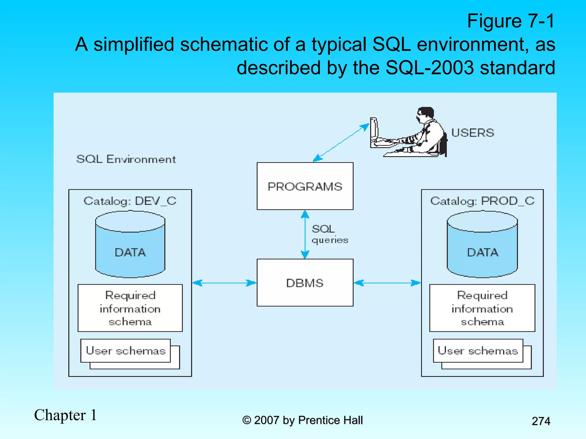 Figure 7-1 A simplified schematic of a typical SQL environment, as described by the SQL-2003 standard 