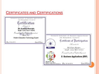 CERTIFICATES AND CERTIFICATIONS
 