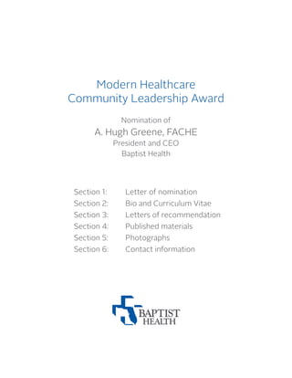 A. Hugh Greene, FACHE, President and CEO, Baptist Health - 2013 Community  Leadership Award Nominee